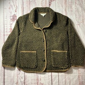 Orvis Black and Tan Textured cardigan with toggle closures.